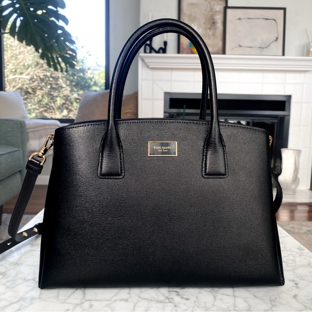 Kate Spade Black Satchel with Gold Accents